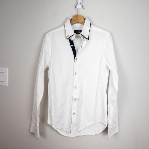 Zara Man White Slim Fit Long Sleeve Button Down Shirt - Size Small - Picture 2 of 10